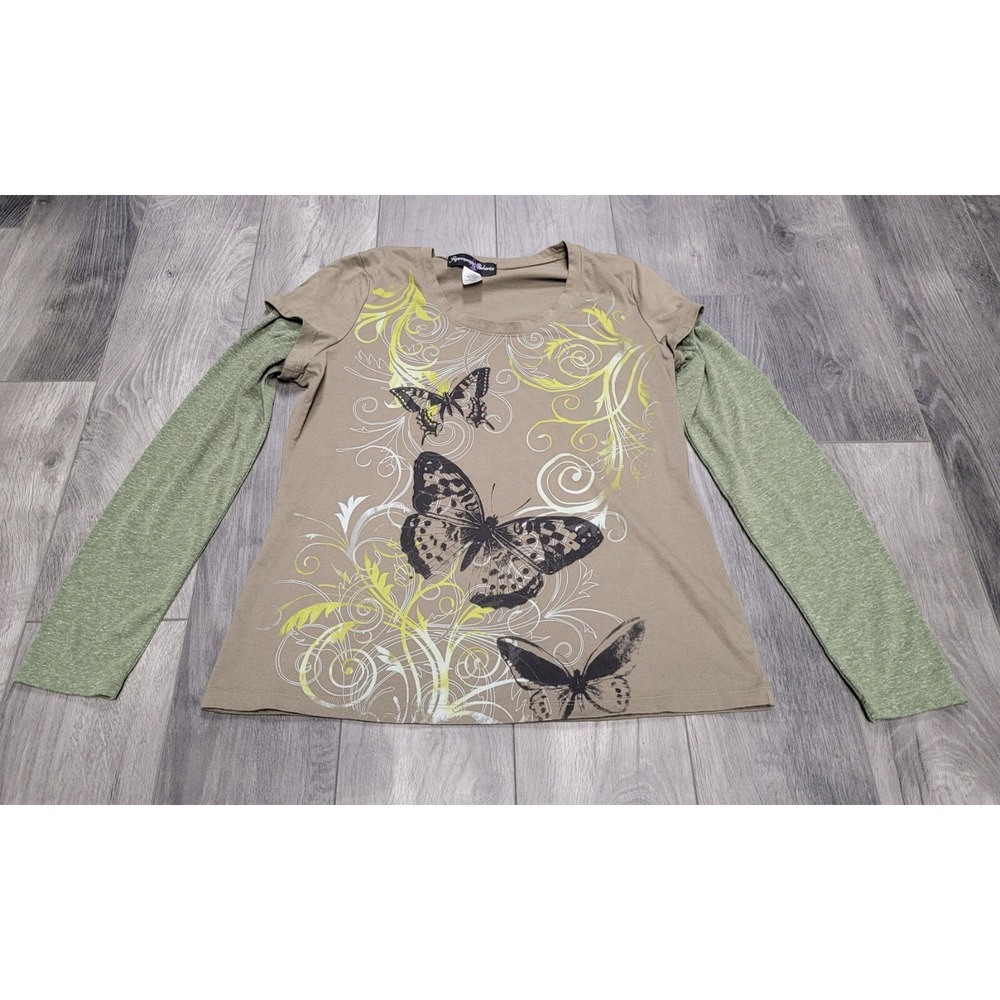 Women's Appropriate Behavior Long Sleeve Shirt Size Lg (12/14) Butterfly Print